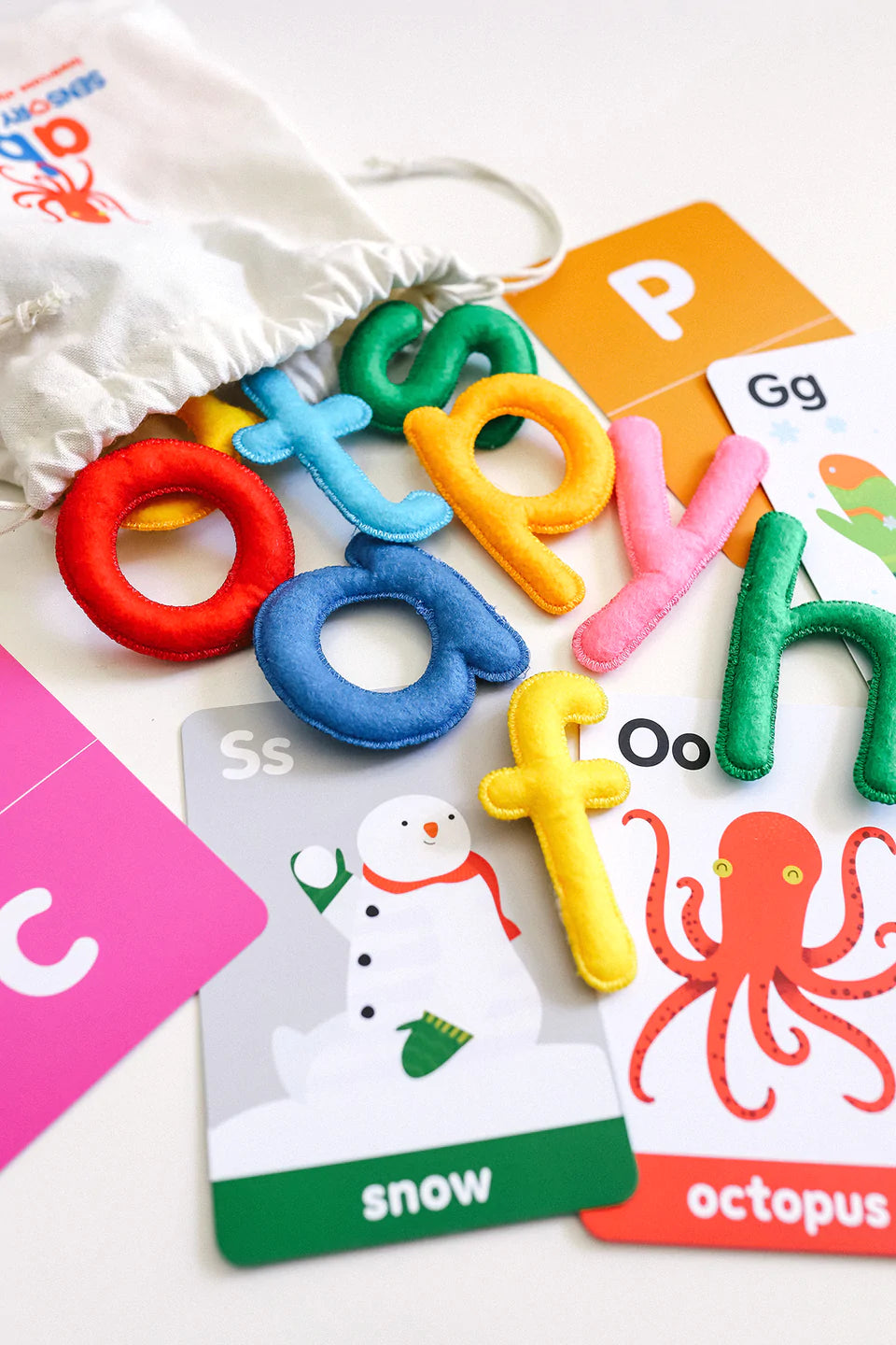 abc lowercase felt alphabet & flashcards